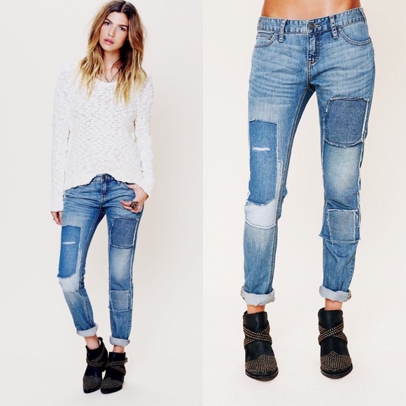 Free People Denim - Free People Patched Skinny Jeans Hillside Wash 28